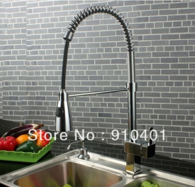 Wholesale And Retail Promotion Deck Mounted Pull Out Chrome Brass Kitchen Faucet Dual Sprayer Vessel Sink Mixer