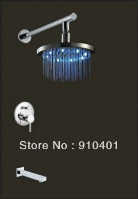 Wholesale And Retail Promotion LED Color Changing Rain Shower Head With Tub Faucet Shower Set Mixer Tap Chrome