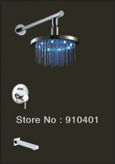 Wholesale And Retail Promotion LED Color Changing Rain Shower Head With Tub Faucet Shower Set Mixer Tap Chrome [LED Shower-3417|]