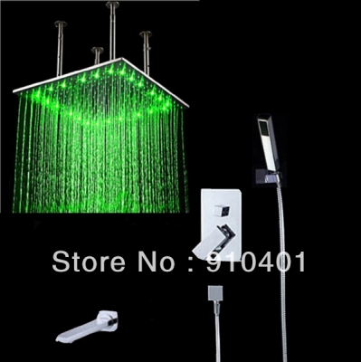 Wholesale And Retail Promotion LED Colors Celling Mounted 20" Rain Shower Faucet Bathtub Mixer Tap Hand Shower