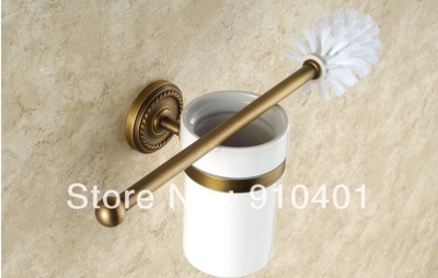Wholesale And Retail Promotion Luxury Antique Brass Wall Mounted Bathroom Toilet Brush Holder With Brush Cups [Bath Accessories-594|]