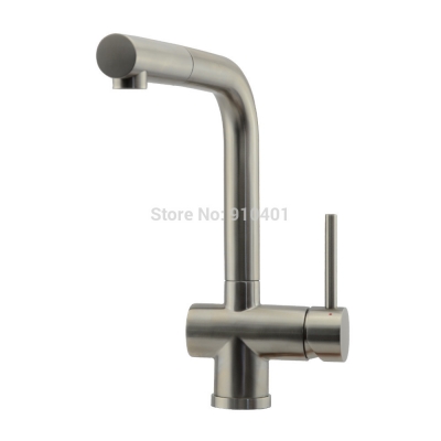 Wholesale And Retail Promotion Luxury Brushed Nickel Kitchen Faucet Swivel Spout Single Handle Sink Mixer Tap