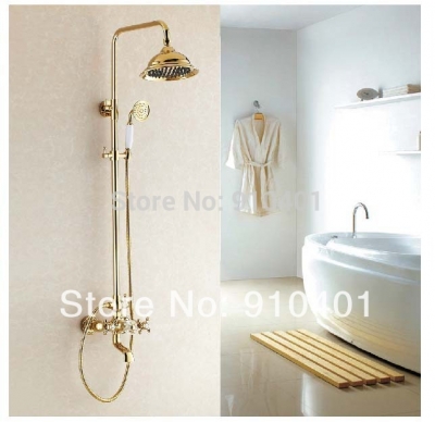Wholesale And Retail Promotion Luxury Exposed 8" Rain Shower Faucet Dual Handles Tub Mixer Tap W/ Hand Shower
