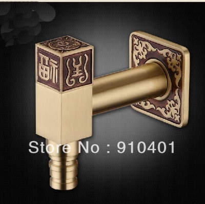 Wholesale And Retail Promotion Luxury Square Antique Brass Washing Machine Cold Faucet Wall Mounted Sink Tap