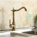 Wholesale And Retail Promotion Luxury Swivel Spout Deck Mounted Kitchen Faucet Sink Mixer Tap Antique Brass