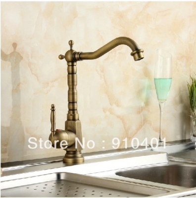Wholesale And Retail Promotion Luxury Swivel Spout Deck Mounted Kitchen Faucet Sink Mixer Tap Antique Brass