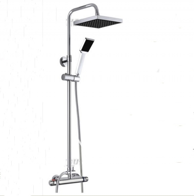 Wholesale And Retail Promotion Luxury Wall Mounted 8" Rain Thermostatic Shower Faucet W/ Hand Shower Mixer Tap