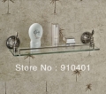 Wholesale And Retail Promotion Luxury Wall Mounted Antique Brass Bathroom Shower Caddy Cosmetic Glass Shelf