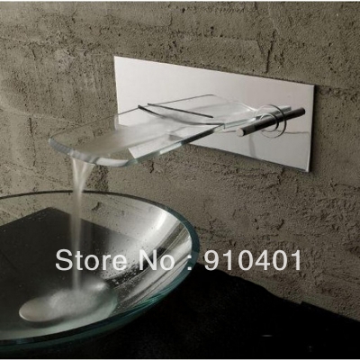 Wholesale And Retail Promotion Luxury Wall Mounted Chrome Finish Glass Waterfall Spout Bathroom Basin Faucet [Chrome Faucet-1568|]