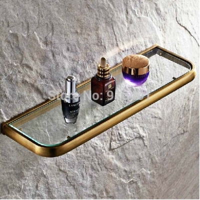 Wholesale And Retail Promotion Modern Antique Brass Bathroom Glass Shelf Shower Caddy Cosmetic Storage Holder