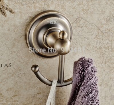 Wholesale And Retail Promotion Modern Antique Brass Wall Mounted Bathroom Towel Clothes Hooks Dual Robe Hangers