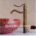 Wholesale And Retail Promotion NEW Antique Brass Tall Bathroom Basin Faucet Flower Carved Vanity Sink Mixer Tap