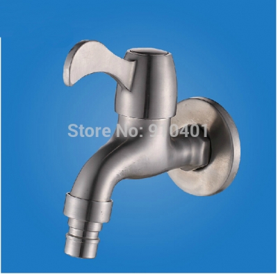 Wholesale And Retail Promotion NEW Brushed Nickel Bath Washing Machine Faucet Mop Pool Faucet Cold Faucet Water