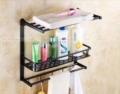Wholesale And Retail Promotion NEW Oil Rubbed Bronze Bathroom Shelf Foldable Towel Rack Holder Towel Bar Basket [Storage Holders & Racks-3384|]