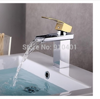Wholesale And Retail Promotion NEW Polished Chrome Brass Bathroom Waterfall Basin Faucet Vanity Sink Mixer Tap