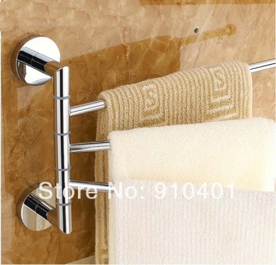 Wholesale And Retail Promotion NEW Polished Chrome Brass Wall Mounted Bathroom Towel Rack Holder Swivel Bars