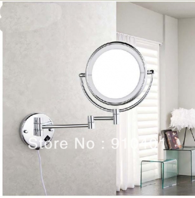 Wholesale And Retail Promotion NEW Wall Mounted Chrome 3x Magnifying Bathroom Mirror LED Makeup Cosmetic Mirror
