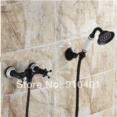 Wholesale And Retail Promotion Oil Rubbed Bronze Ceramic Bath Tub Faucet With Hand Shower Mixer Tap 2 Handles [Wall Mounted Faucet-5215|]