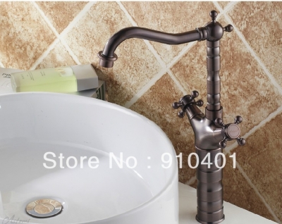 Wholesale And Retail Promotion Oil Rubbed Bronze Tall Bathroom Basin Faucet Dual Cross Handles Sink Mixer Tap [Oil Rubbed Bronze Faucet-3676|]