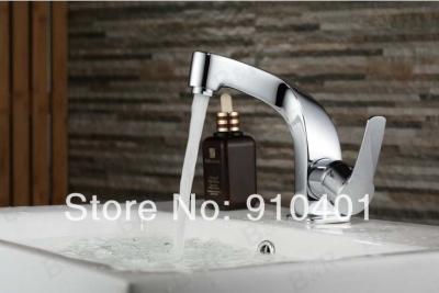 Wholesale And Retail Promotion Polished Chrome Brass Bathroom Deck Mounted Basin Faucet Single Handle Mixer Tap [Chrome Faucet-1366|]