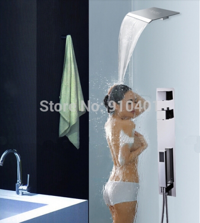 Wholesale And Retail Promotion Thermostatic Valve Waterfall Shower Faucet Wall Mounted Hand Shower Mixer Tap
