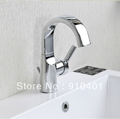 Wholesale and Retail Promotion Waterfall Bathroom Basin Faucet Square Style Swivel Sink Mixer Tap Chrome Finish