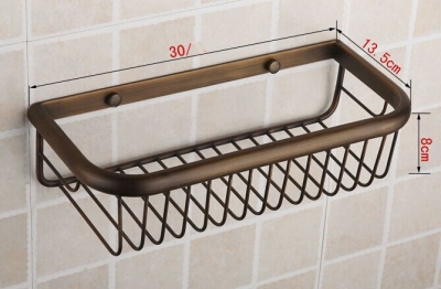 antique brass wall mounted bathroom shelves towel holder single tier basket storage shelves