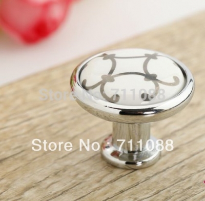 european style single hole Ceramic modern simple silver flower knob Kitchen Cabinet Furniture Handle knob [Ceramicknob-194|]