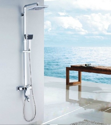 wholesale and retail Promotion Chrome Square Bathroom Shower Set Black Handheld Shower Tub Faucet Mixer Tap
