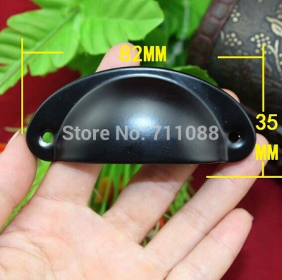 2 PCS/LOT Antique metal drawer handle black shells 82mm semicircular handle cabinet handle [Buckleaccessories-153|]