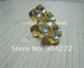 50PCS/ LOT FLOWER CLEAR CRYSTAL KNOBS WITH ALUMINIUM ALLOY GOLD METAL PART