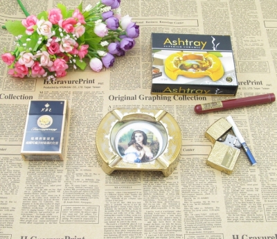 Ceramic gold plated ashtray personalized 5 ashtray