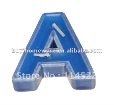 Ceramic letter & number colored candle holders with wax blue letter A candle wholesale and retail 500pcs/lot shipping discount [Candleholders-128|]