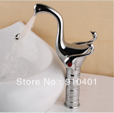 Contemporary Promotion Deck Mounted Chrome Brass Bathroom Swan Faucet Dual Swan Handles Tall Mixer Tap
