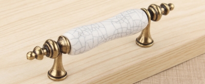 Crack Ceramics Cabinet Wardrobe Cupboard Knob Drawer Door Pulls Handles 76mm 2.99" MBS365-3