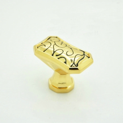 Engraved Designs Cabinet Wardrobe Cupboard Knob Drawer Door Pulls Handles Gold Single Hole MBS214-1
