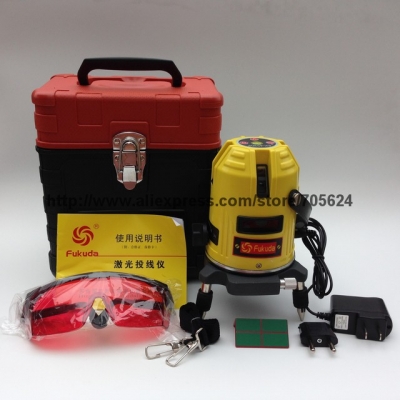 Fukuda 5 lines Cross line laser,rotary laser level, rotating laser level with Euro plug adaptor outdoor using red line