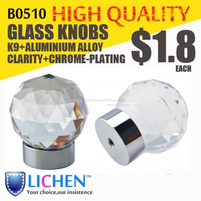 Furniture Handle&Glass cupboard knobs&Armoire knobs B0510 aluminium alloy+k9 glass Crystal knobs LICHEN [Furniture Knob(Glass Knob)-85|]