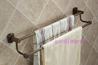 Luxury Brass Towel Racks, Double Tier,Antique Bronze Finished Wall Mounted Towel Holder [Towel bar ring shelf-4599|]