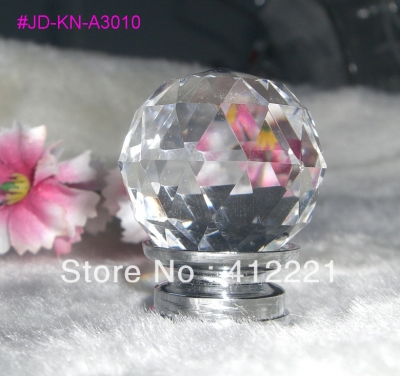 Luxury Fashion Crystal knobs 8pcs/lot Clear White PLAIN 30 mm triangle cut faces ball and zinc alloy metal base Furniture Items
