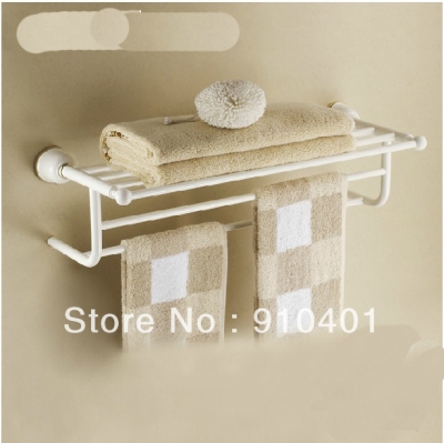 NEW Wholesale and retail Promotion White Painting Solid Brass Wall Mounted Towel Rack Bathroom Towel Bar Holder [Towel bar ring shelf-4752|]