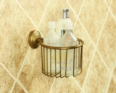 Solid Brass Lock Storage Basket Antique Wire Shelf Toilet Bath Rack Toilet Paper Holder [BathroomAccessories-30|]