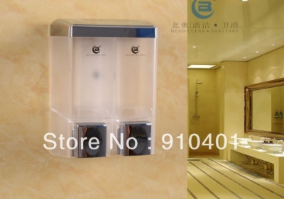 Wholesale And Retail Promotion ABS Plastic Bathroom Kitchen Liquid Soap Shampoo Dispenser 250ml*2 Wall Mounted