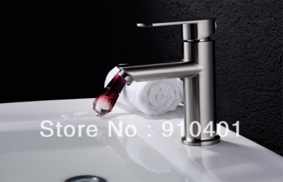 Wholesale And Retail Promotion Brushed Nickel Bathroom Basin Faucet Deck Mounted Sink Mixer Tap Single Handle [Chrome Faucet-1552|]