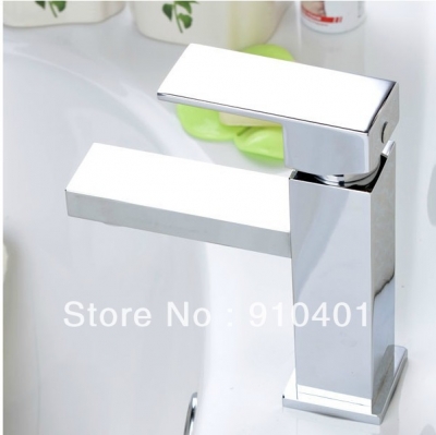 Wholesale And Retail Promotion Deck Mounted Chrome Brass Square Bathroom Basin Faucet Vanity Sink Mixer Tap