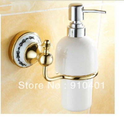 Wholesale And Retail Promotion Euro Style Bathroom Kitchen Wall Mounted Golden Ceramic Soap Dispenser Soap Cup [Storage Holders & Racks-3380|]