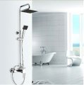 Wholesale And Retail Promotion Exposed Rain Shower Faucet Chrome Finish Single Handle W/ Hand Shower Mixer Tap