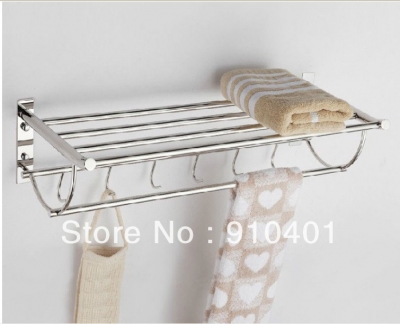 Wholesale And Retail Promotion Luxury Brushed Nickel Bath Brass Towel Rack Holder Towel Shelf With Towel Bar
