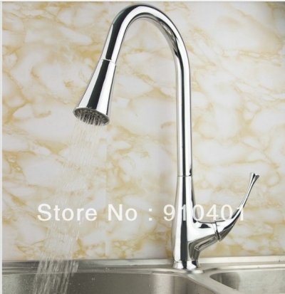 Wholesale And Retail Promotion Luxury Polished Chrome Brass Pull Out Kitchen Faucet Dual Sprayer Sink Mixer Tap [Chrome Faucet-902|]
