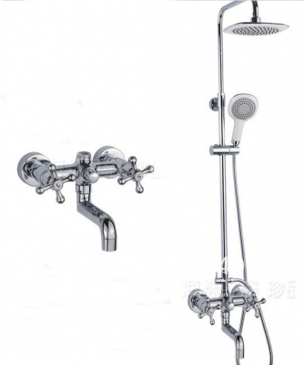 Wholesale And Retail Promotion Luxury Wall Mounted Shower Faucet Set Double Cross Handles Tub Mixer Tap Chrome